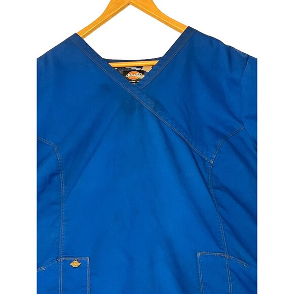 2 Dickies Blue Unisex Scrub Top 3XL With Pockets & V-Neck Medical Comfortable - Picture 2 of 16